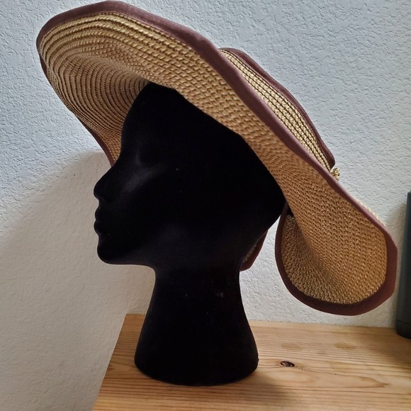 Disney Parks Woven Straw Sunhat Mickey Mouse Bow Tan Natural One Size Floppy